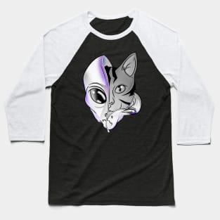 Cosmic Feline Space Alien Cat Baseball T-Shirt